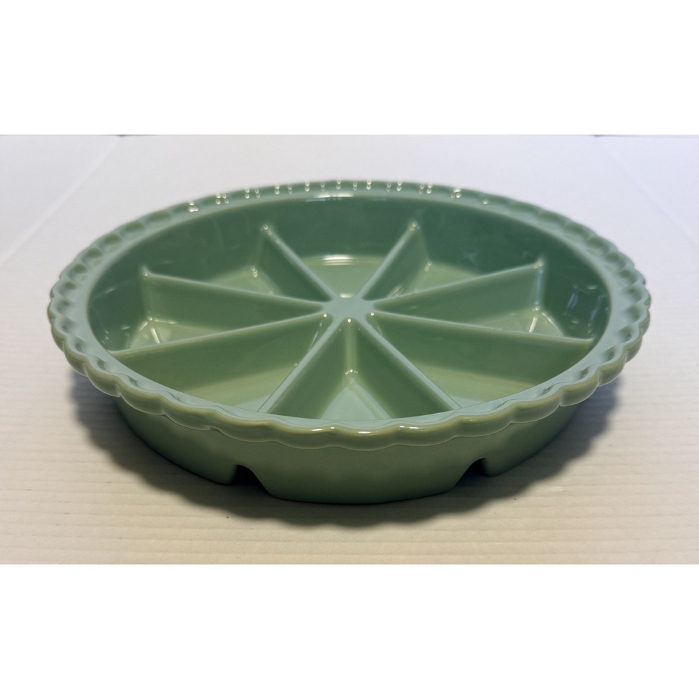 WORLD MARKET - Aqua Sage Ceramic Wedge Divided Tart Cookie Scone Pan - 11"